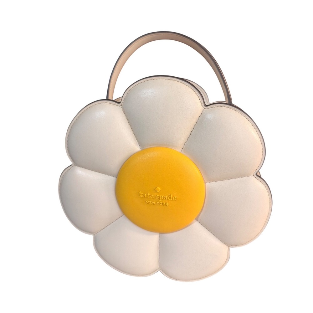 Kate Spade Day Tripper 3D Daisy Top Handle Bag Satchel White Yellow Flower Purse